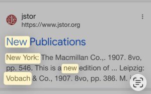 Primärquellenbasierte Nachweise zu W. Vobach & Co. New York USA