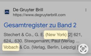 Primärquellenbasierte Nachweise zu W. Vobach & Co. New York USA